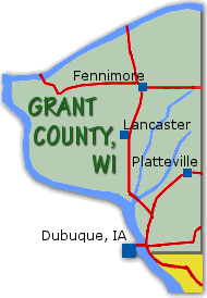 Dubuque Iowa and Grant County Wisconsin map